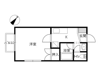 北陸新幹線 金沢駅 バス乗車時間:23分 最寄りバス停で下車 徒歩7分 2階建 築32年(1K/1階)の間取り写真
