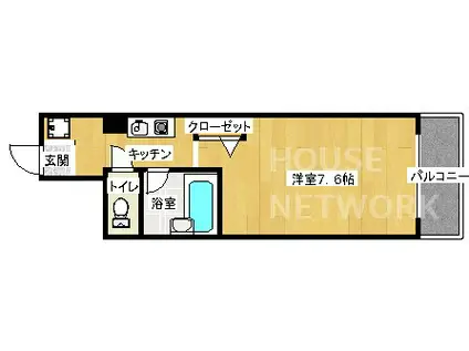 鴨川ウエスト(1K/5階)の間取り写真