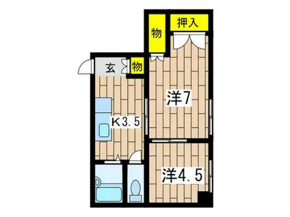 米が浜ビル(2K/2階)の間取り写真