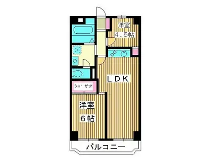 ロアール三園(2LDK/1階)の間取り写真