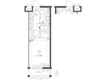 ZOOM武蔵新城(1K/3階)の間取り写真