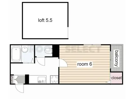PALM COURT ウエストIA(1K/2階)の間取り写真