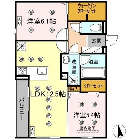 アトレ西折尾(2LDK/3階)の間取り写真