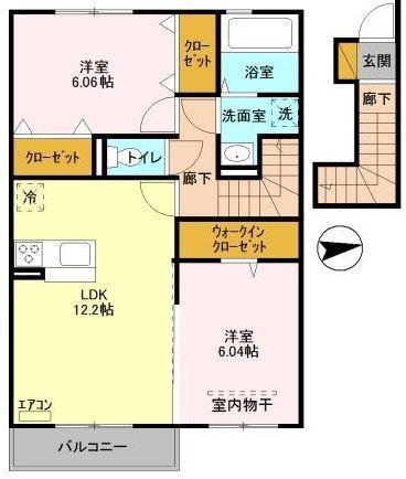 エアフォルク(2LDK/2階)の間取り写真