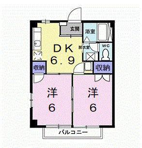 アーバンハイツB(2DK/1階)の間取り写真