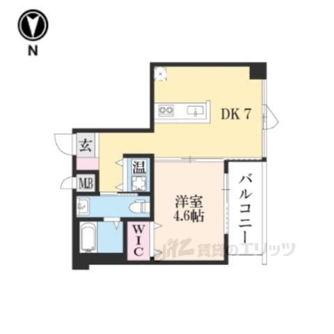 プリマヴェーラ丸太町(1DK/4階)の間取り写真