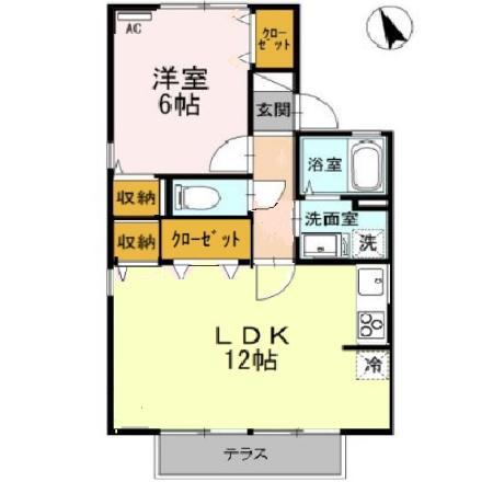 グランドールC(1LDK/1階)の間取り写真