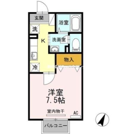 セリバテール(1K/2階)の間取り写真
