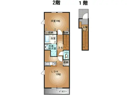 エス・ジョージアB(1LDK/2階)の間取り写真