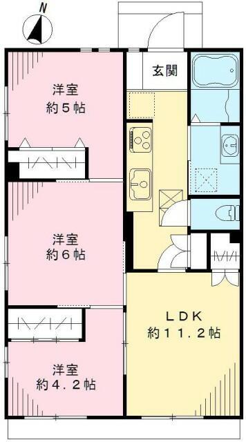 セレーナ成城(3LDK/1階)の間取り写真