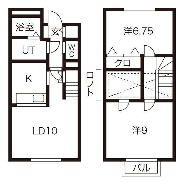 リジエールD棟(2LDK/1階)の間取り写真