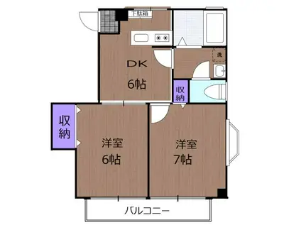 リバーサイドメゾンA(2DK/2階)の間取り写真