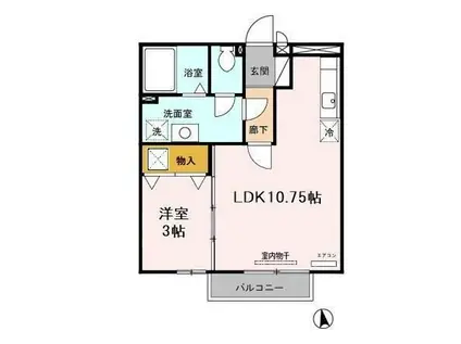 サンフォンテA(1LDK/1階)の間取り写真