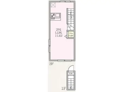 ノーザンロード東武練馬II(1LDK/2階)の間取り写真