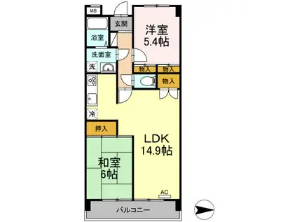 リーガル鷺沼(2LDK/4階)の間取り写真