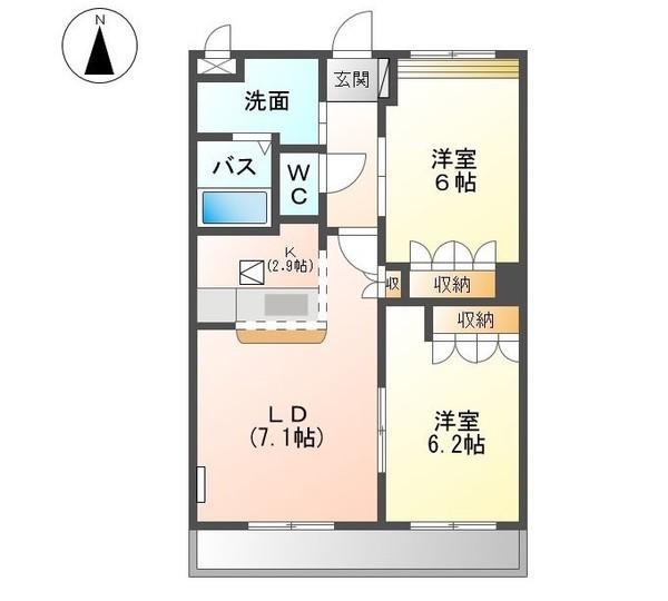 プランドールM&N(2LDK/1階)の間取り写真