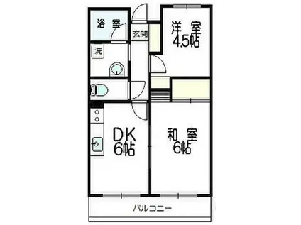 西山第9エルム大倉山(2DK/5階)の間取り写真