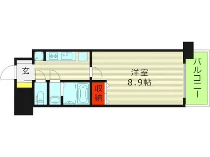 スプランディッド京橋イースト(1K/2階)の間取り写真