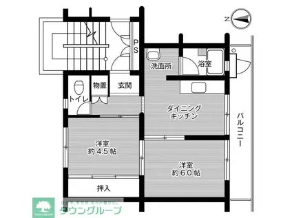 ビレッジハウス 検見川 8号棟(2DK/5階)の間取り写真