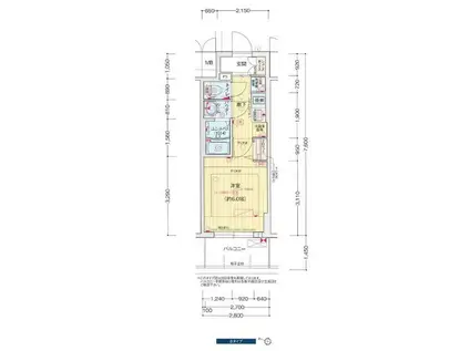 プレサンス塚本アクミリオン(1K/4階)の間取り写真