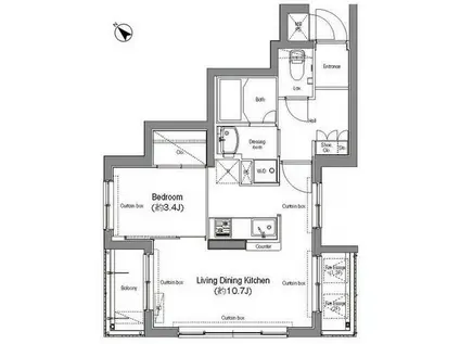 コンフォリア麻布台(1LDK/2階)の間取り写真