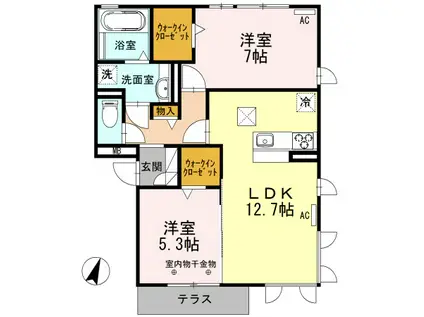 グランドソレイユ(2LDK/1階)の間取り写真