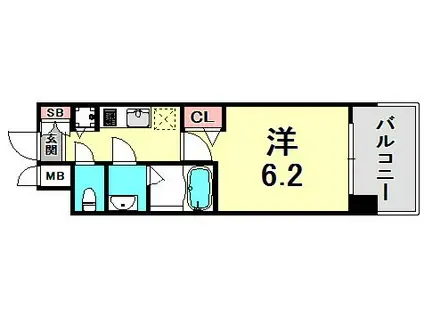 プレサンスKOBEアモーレ(1K/5階)の間取り写真