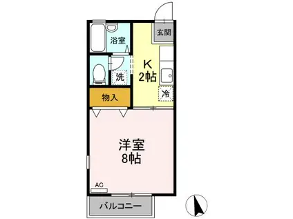 セザール昭和(1K/2階)の間取り写真