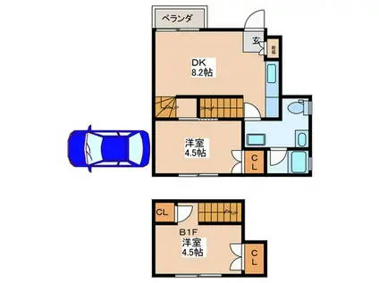 VILLA GRANDE(2DK/1階)の間取り写真