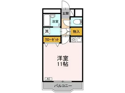 クリスタル甲府善光寺(ワンルーム/2階)の間取り写真