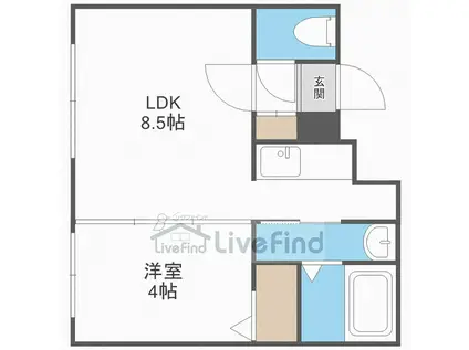ラフィーネ平岸(1LDK/2階)の間取り写真