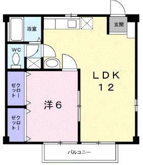 ニューシティコスモス(1LDK/2階)の間取り写真