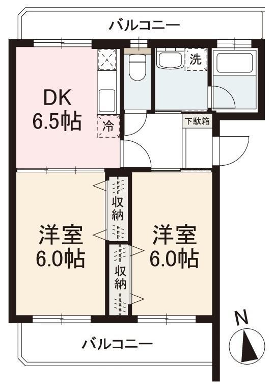 プリンセス三木(2DK/3階)の間取り写真