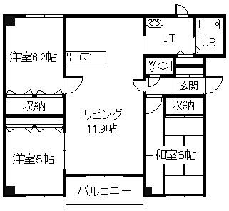 E21ユーメス(3LDK/1階)の間取り写真