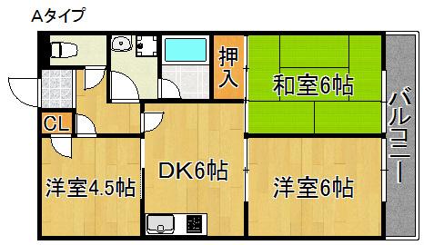 ベルフォーレ日根野(3DK/3階)の間取り写真