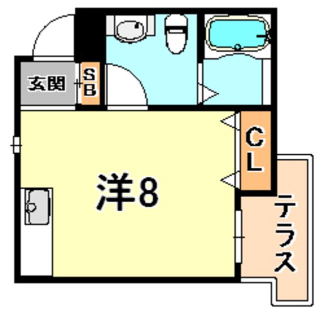 エルデ六甲(ワンルーム/1階)の間取り写真