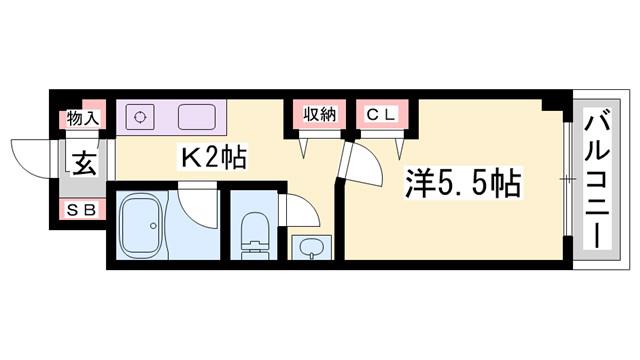 シティヒルズII(1K/4階)の間取り写真