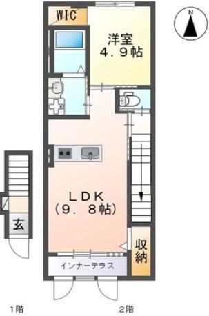 リバティコート H&MIII(1LDK/1階)の間取り写真