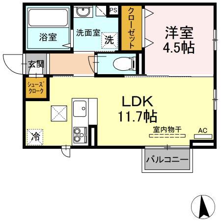 NAGOMI(1LDK/2階)の間取り写真