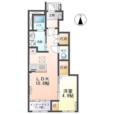 ネオ・セフィラII(1LDK/1階)の間取り写真