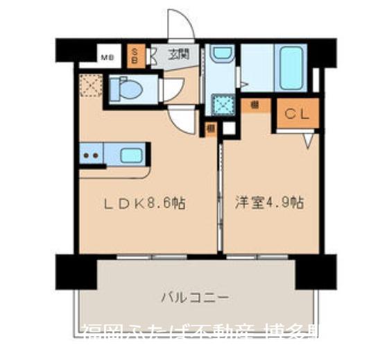 三島マンション博多駅東(1LDK/7階)の間取り写真