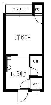 タウニー高宮I(1K/1階)の間取り写真