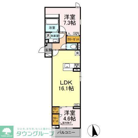 セレスティア竹ノ塚II(2LDK/2階)の間取り写真