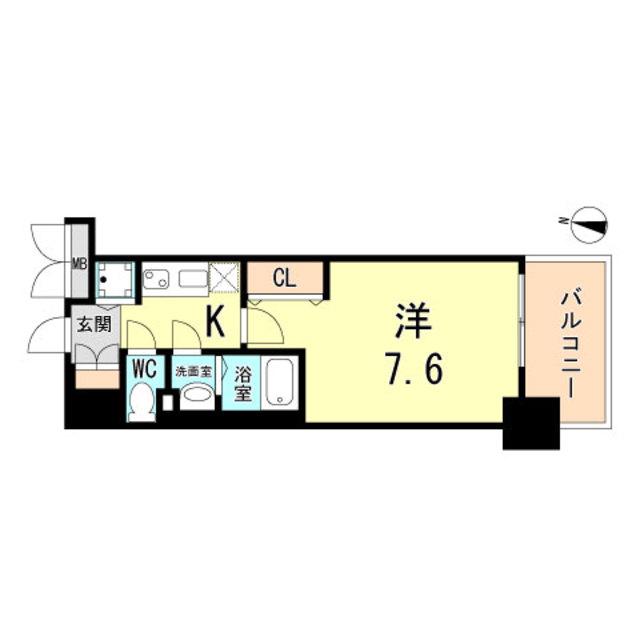 LUXE神戸ウエスト(1K/2階)の間取り写真