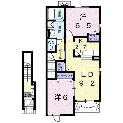 ピースリバー(2LDK/2階)の間取り写真