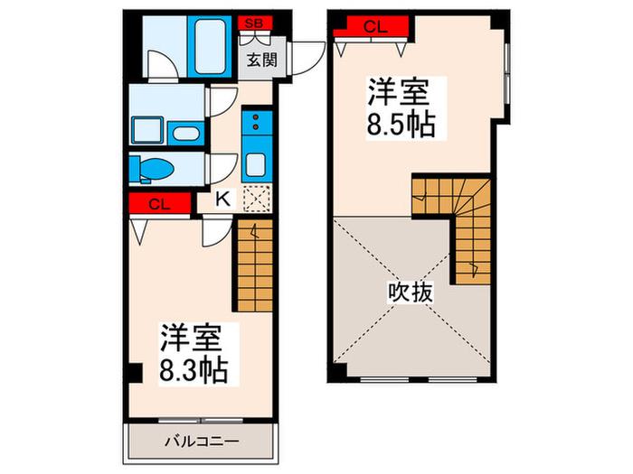N-COURT.OKU(2K/3階)の間取り写真
