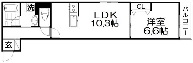 EIJU牧野駅前A(1LDK/3階)の間取り写真