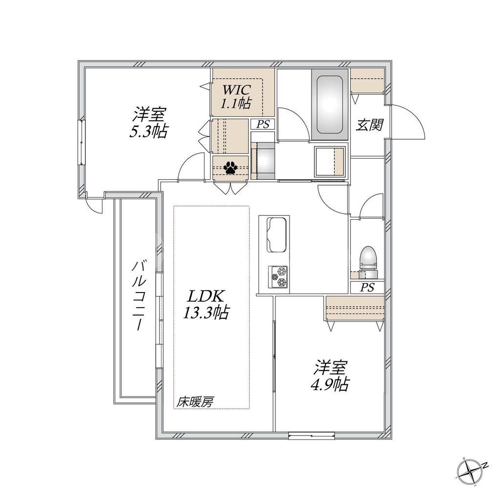 SUN ZEM(2LDK/3階)の間取り写真