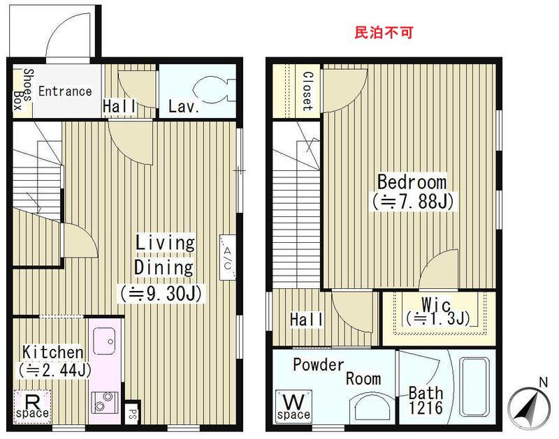 ペット 1LDK ファレール参宮橋 J(1LDK/1階)の間取り写真