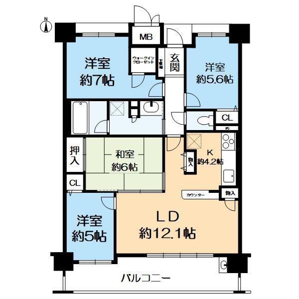 ディークラディア甲東園(4LDK/2階)の間取り写真